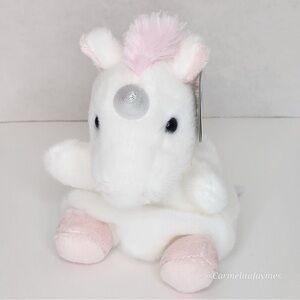 SASSY UNICORN 🦄 Pink & White Unicorn Palm Pals Official Aurora Plush NWT
